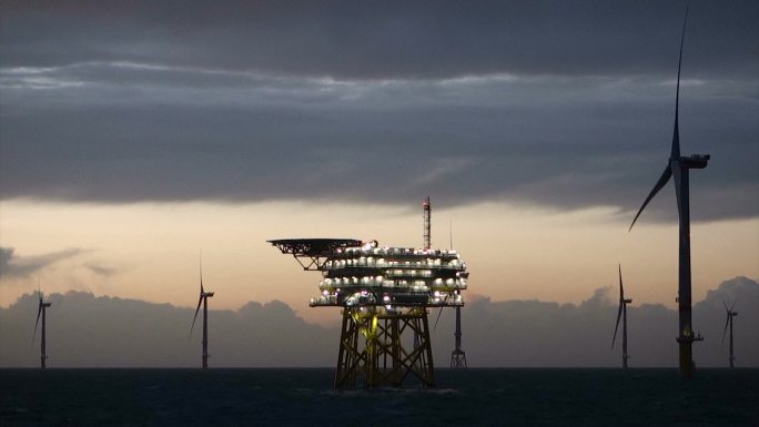 海上的风电场风车风能新能源电力工程