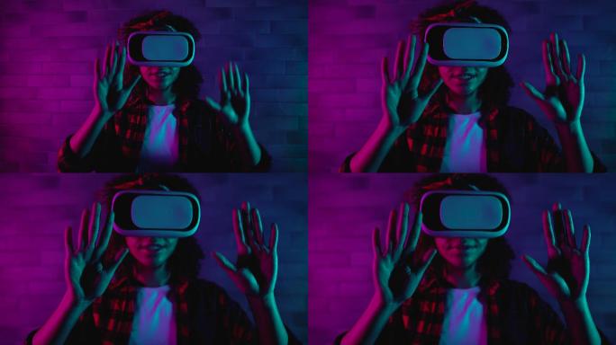 体验VR的女人广告宣传片视频素材未来世界