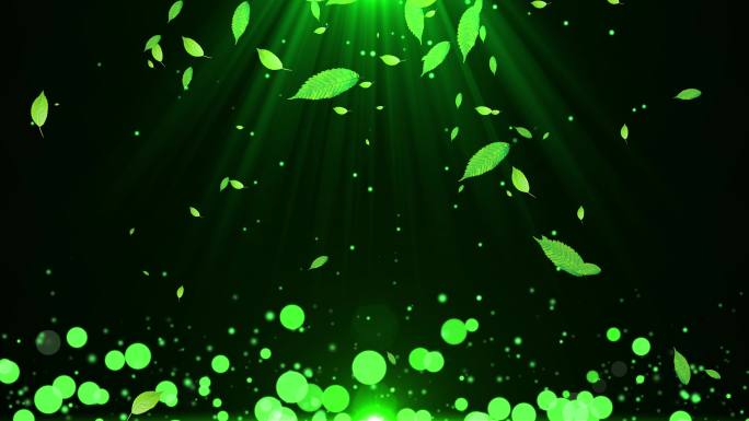 4K绿叶粒子飘落视频-循环4