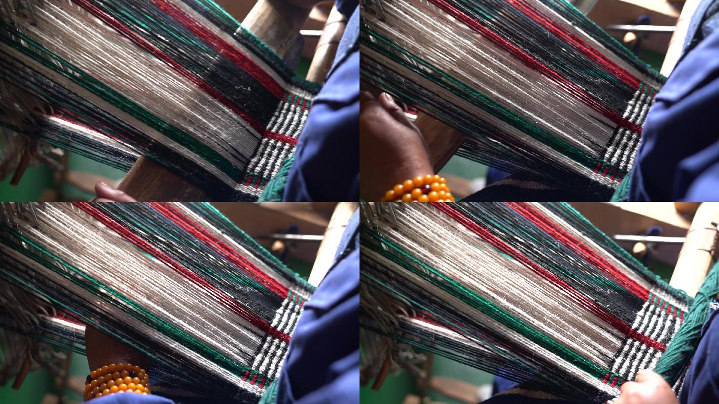 老式织布机织布氆氇藏式织布机