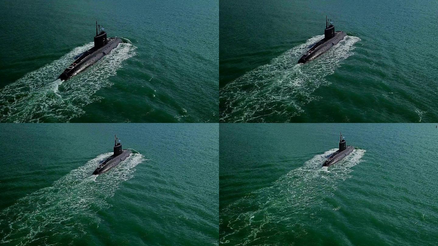 公海上的潜艇大海航行军舰军事武器核潜艇