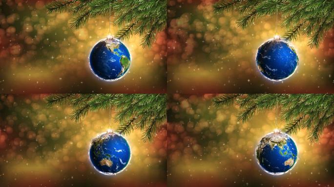 圣诞背景，装饰的圣诞地球