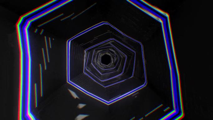 抽象霓虹数字隧道视频素材空间光影几何图形