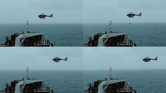 从油轮上登上直升机