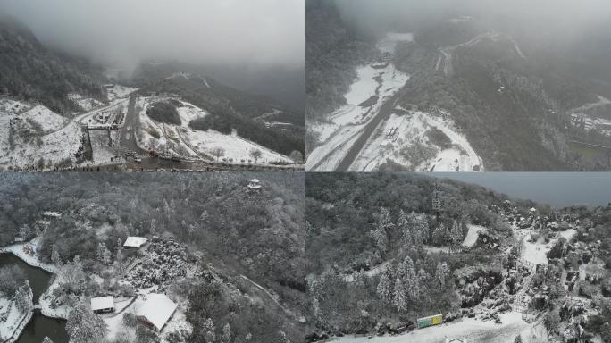 航拍华蓥山大雪纷飞