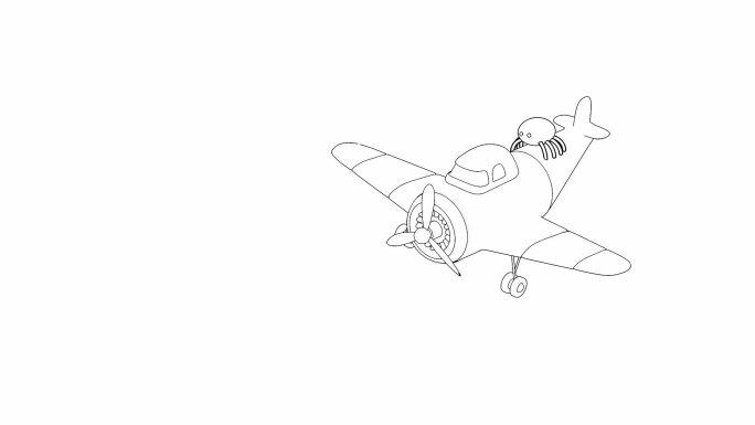 蜘蛛和飞机C4D动画背景天空飞行动漫