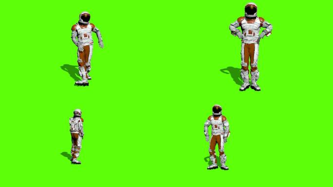 宇航员在绿色屏幕上跳舞