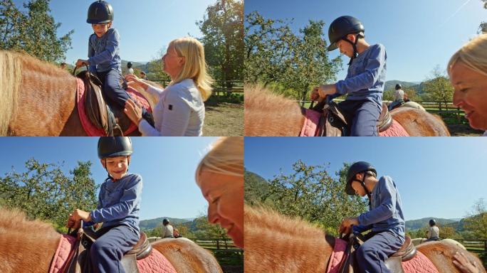 骑马的小男孩上马玩耍