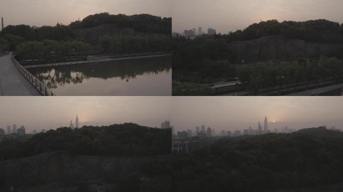 南京石头城夜景4k航拍