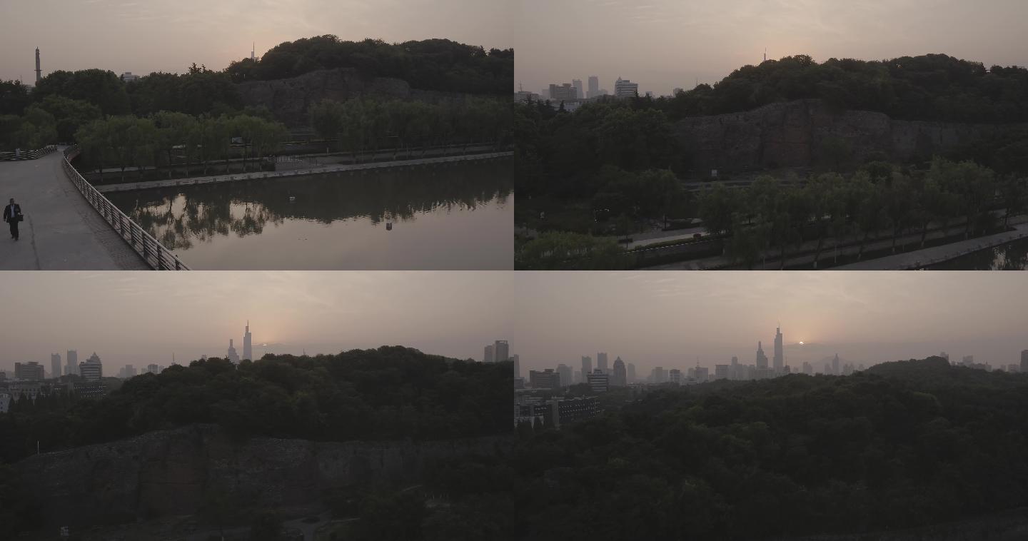 南京石头城夜景4k航拍