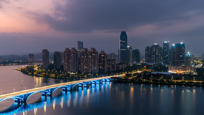 【4K超清】惠州延时江北CBD夜景特写