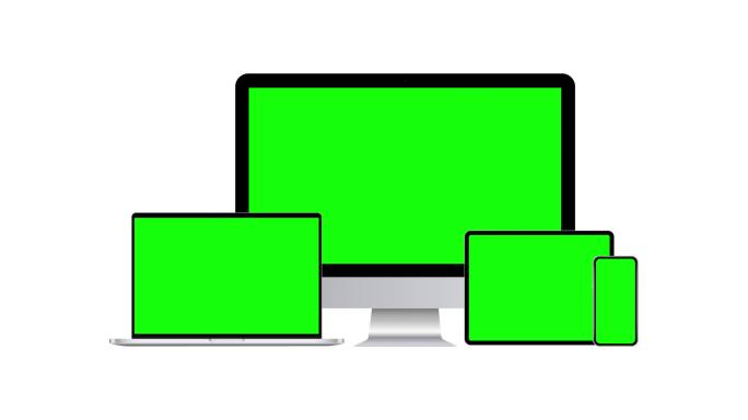 带绿色屏幕的数字产品