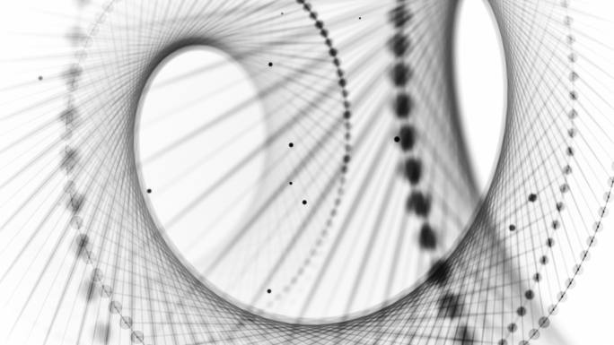 DNA双螺旋线条圆点环绕黑白图形电脑