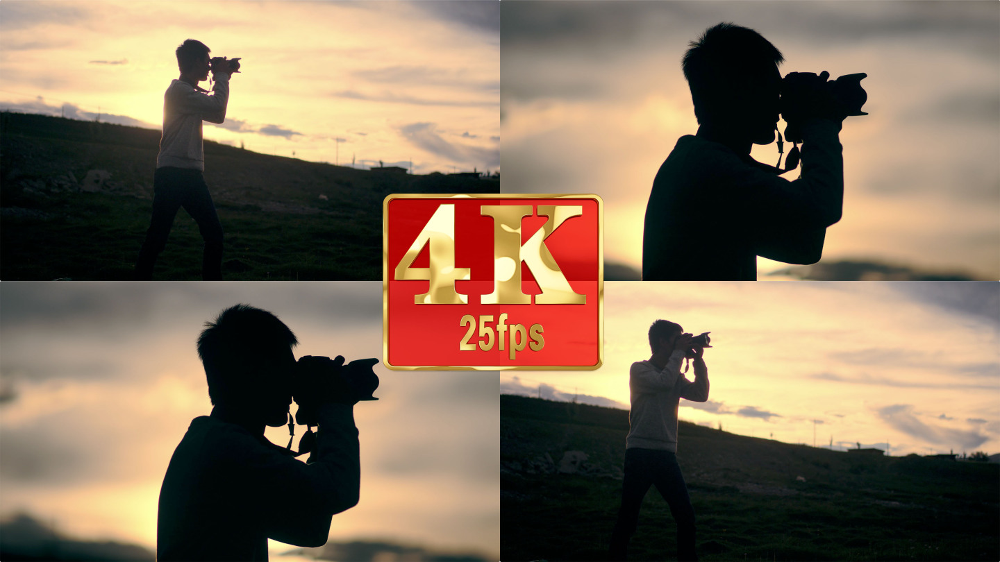 【4k】摄影师剪影落日拍照3