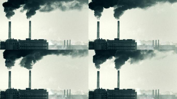 烟从燃煤发电厂自由地流入大气