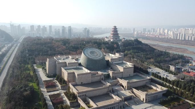 航拍宝鸡市石鼓阁青铜器博物院