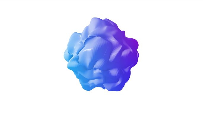 抽象紫蓝色3D液体形状在分形变形中的变形