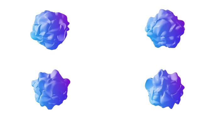 抽象紫蓝色3D液体形状在分形变形中的变形