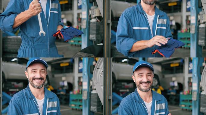 微笑的汽车修理工外国人