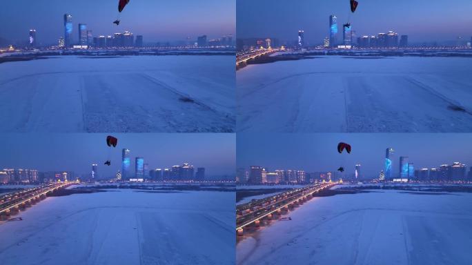 动力滑翔伞飞越哈尔滨公路大桥和松花江19