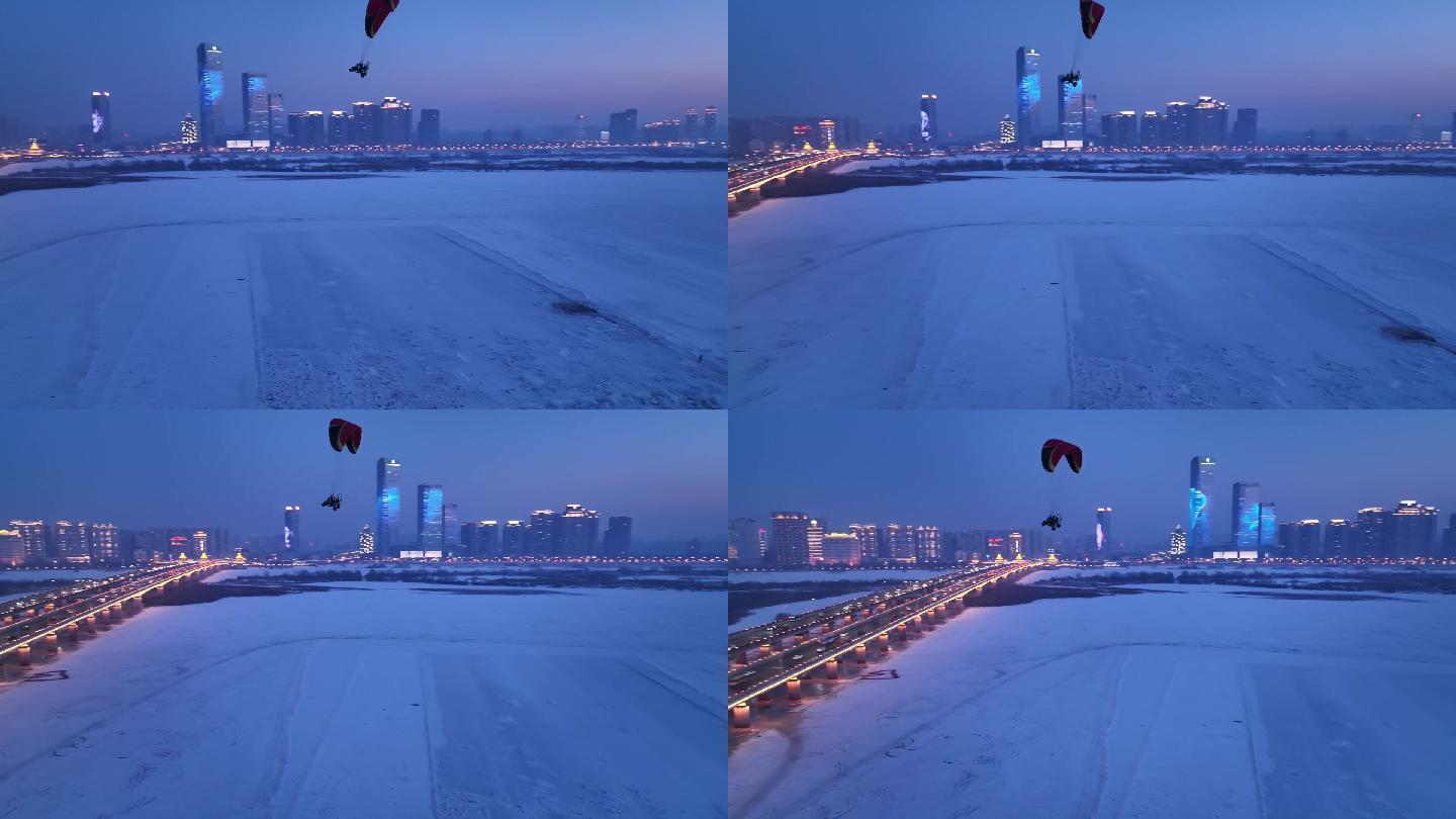 动力滑翔伞飞越哈尔滨公路大桥和松花江19