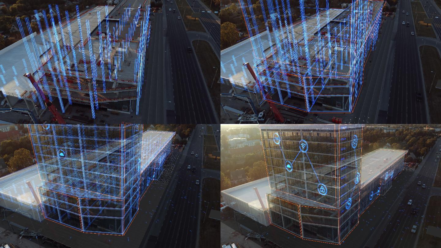 建筑工地变成了带有3D图形动画效果