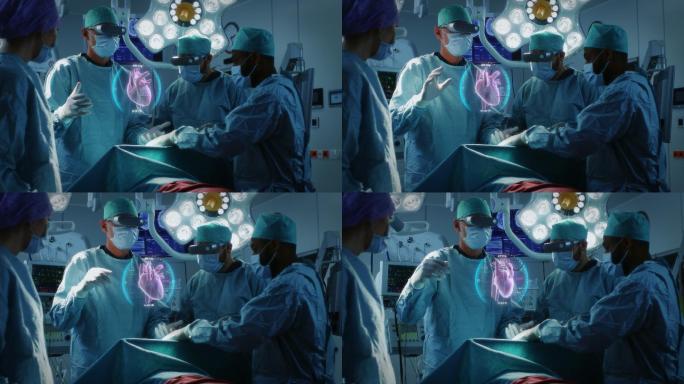 佩戴增强现实眼镜的外科医生做手术