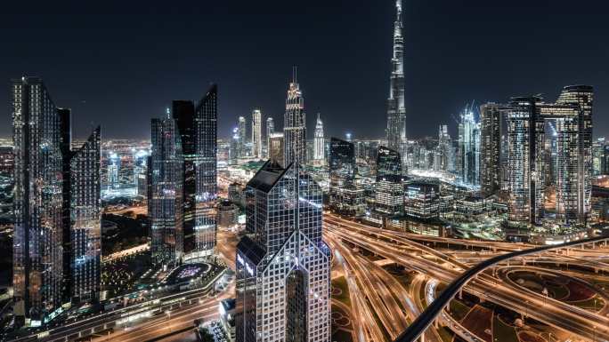 迪拜夜景地标建筑世界格局全球商业