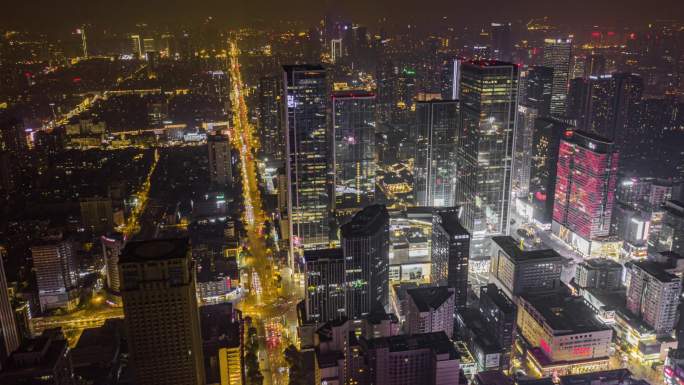 成都春熙路夜景延时4k