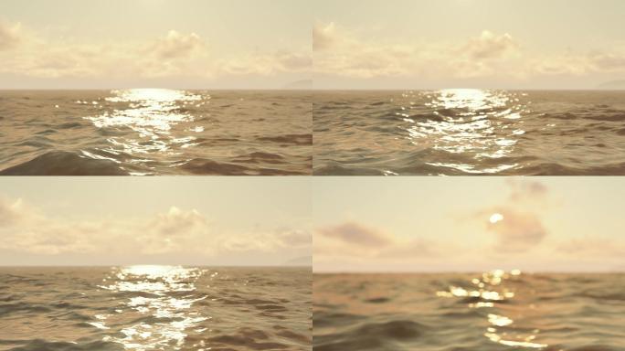 夕阳海面波光粼粼唯美光斑水波意境海水空镜
