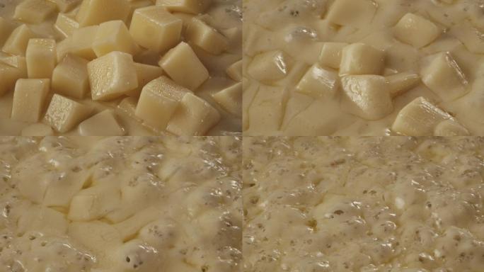 奶酪块慢慢融化奶香浓郁烹饪技巧融化过程