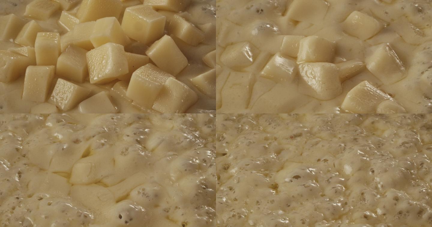 奶酪块慢慢融化奶香浓郁烹饪技巧融化过程
