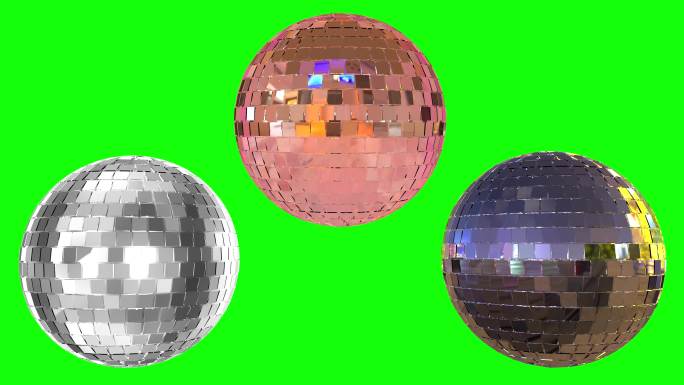 迪斯科镜面球旋转绿幕抠像合成素材元素