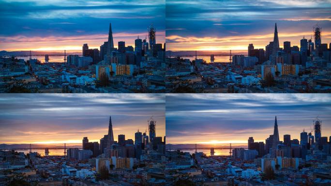 美国加利福尼亚旧金山日出时景观