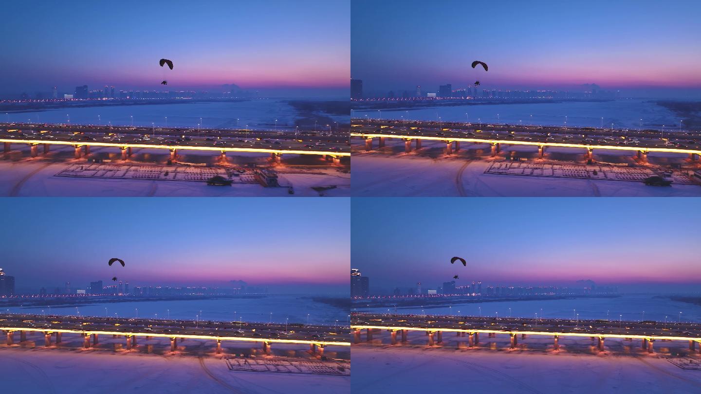 动力滑翔伞飞越哈尔滨公路大桥和松花江17