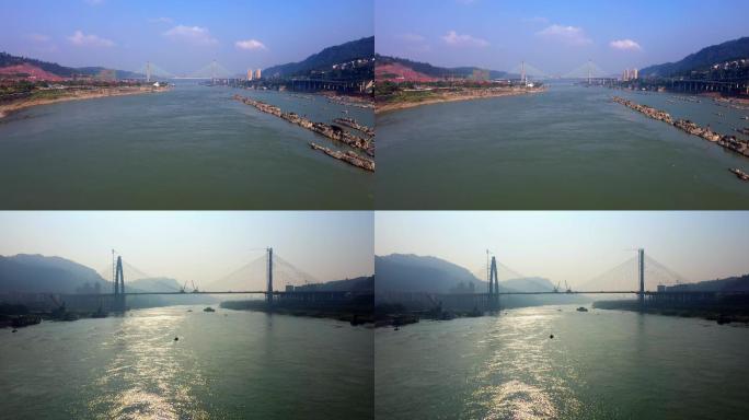 建设中的跨江大桥