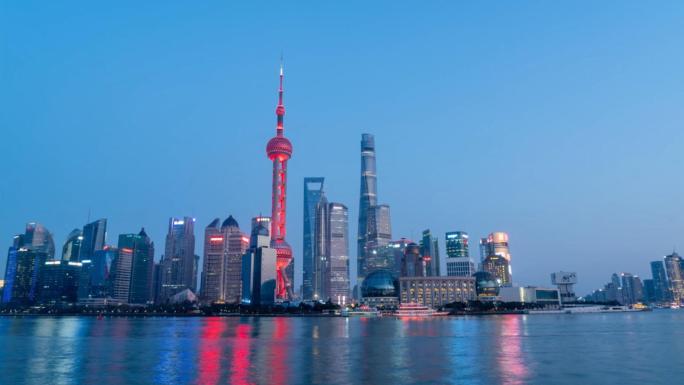 原创上海黄浦江外滩金融城城市风光夜景延时