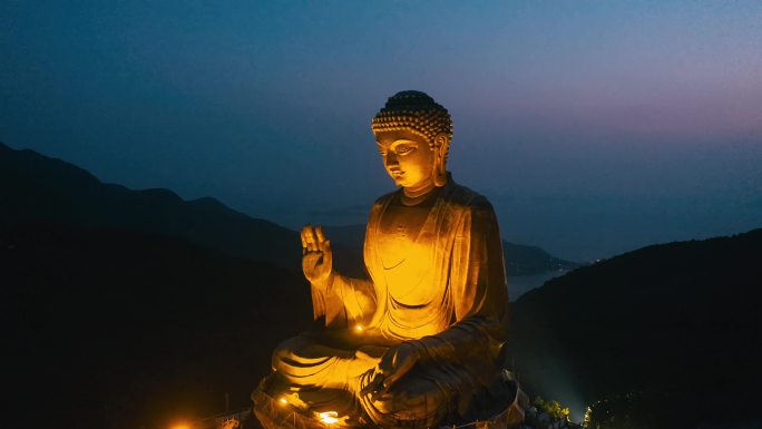 天坛佛航拍香港大屿山木鱼峰