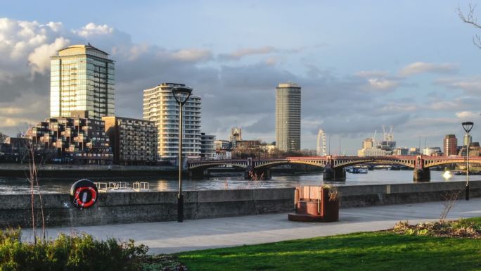 伦敦河泰晤士河城市景观时间推移