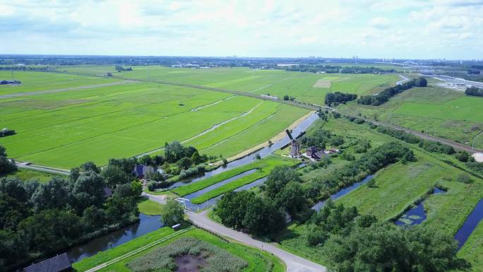 荷兰农场的空中风景