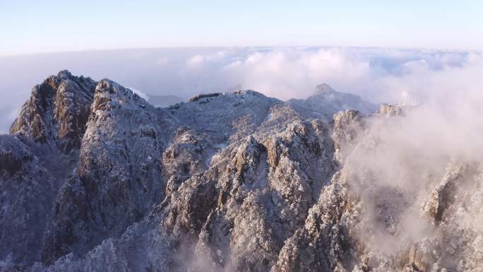 【4k】黄山雪景云海 航拍