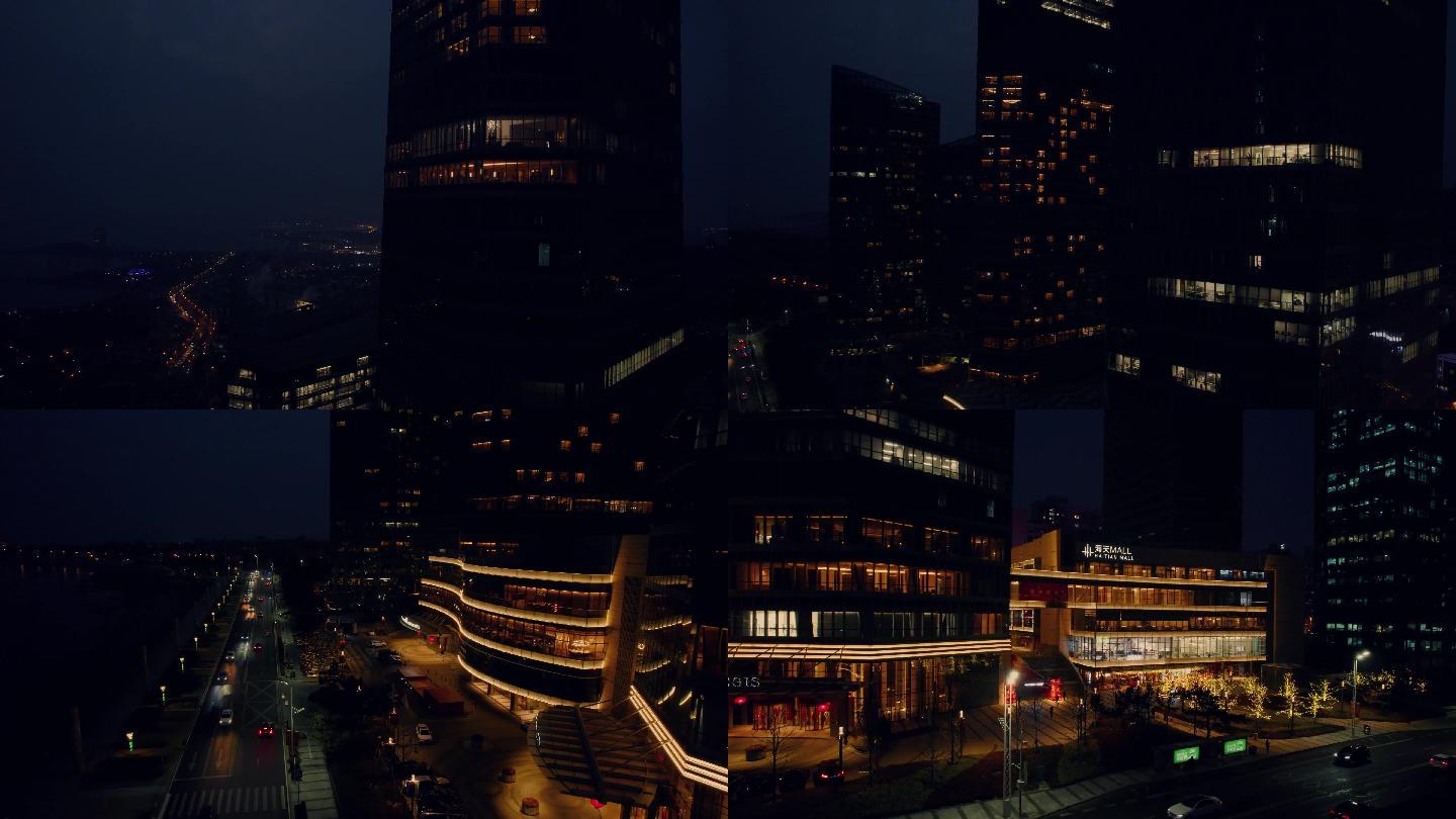 4K青岛城市夜景高楼建筑航拍