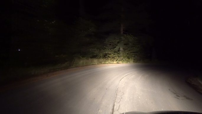 夜间道路上行驶的汽车