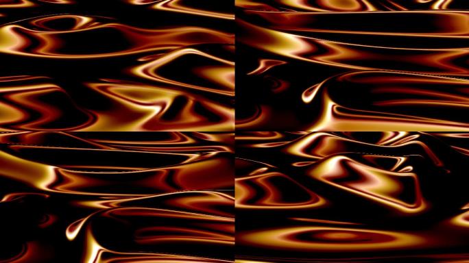 金色液体表面梦幻唯美失真流动液体漩涡线条