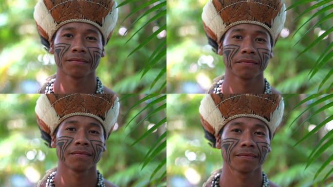 瓜拉尼族土著巴西年轻男子肖像