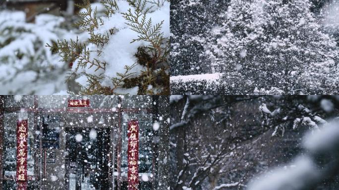 4K 大雪降温唯美下雪空镜头