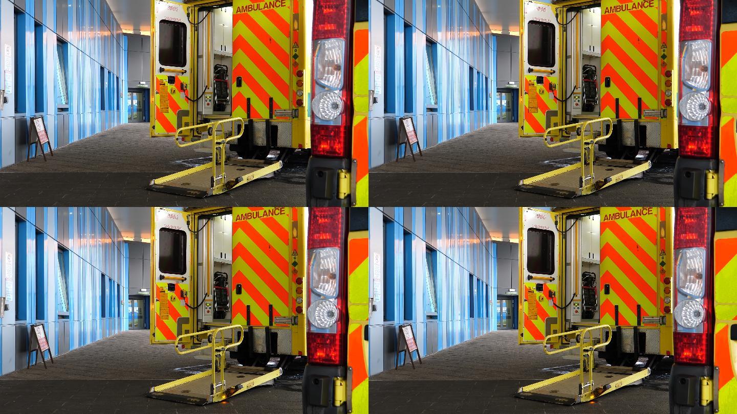 医院入口处的救护车