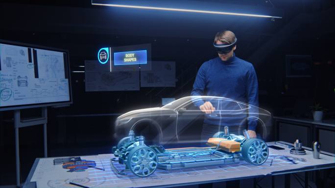 汽车工程师从事3D电动汽车设计