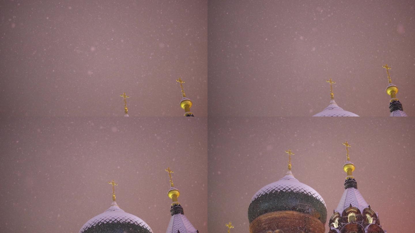 大雪来袭哈尔滨索菲亚教堂上演雪色浪漫14