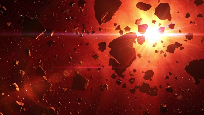 小行星石头光效宇宙星辰炸裂破裂